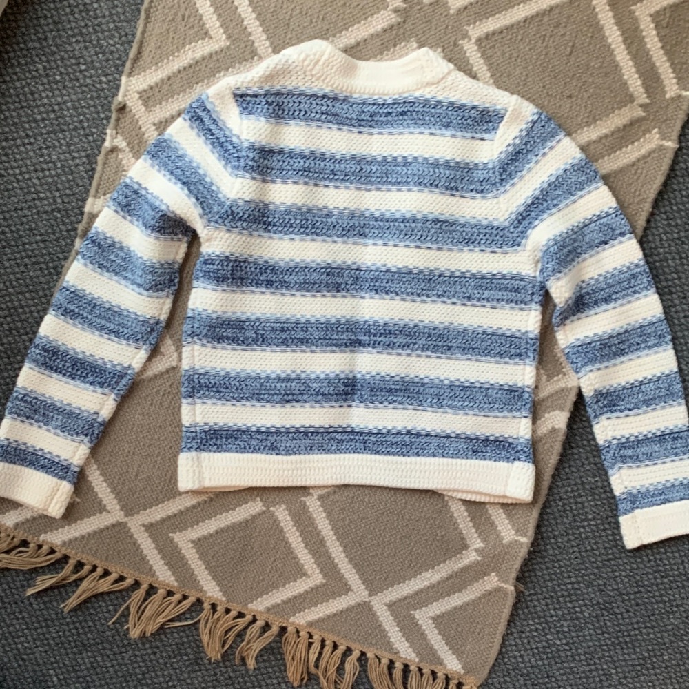 On 34th Blue and White Striped Women's Cardigan Sweater - Picture 5 of 5